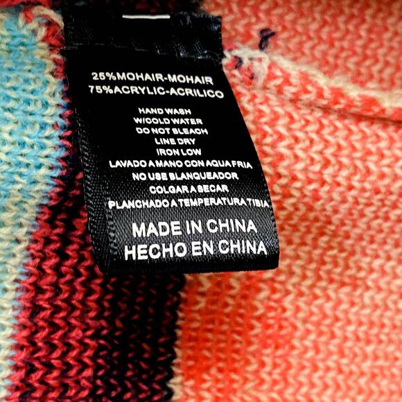 B SHARP Cardigan Women's Size Large Blue Aztec Print Open Front Neutral Boho - Picture 6 of 10